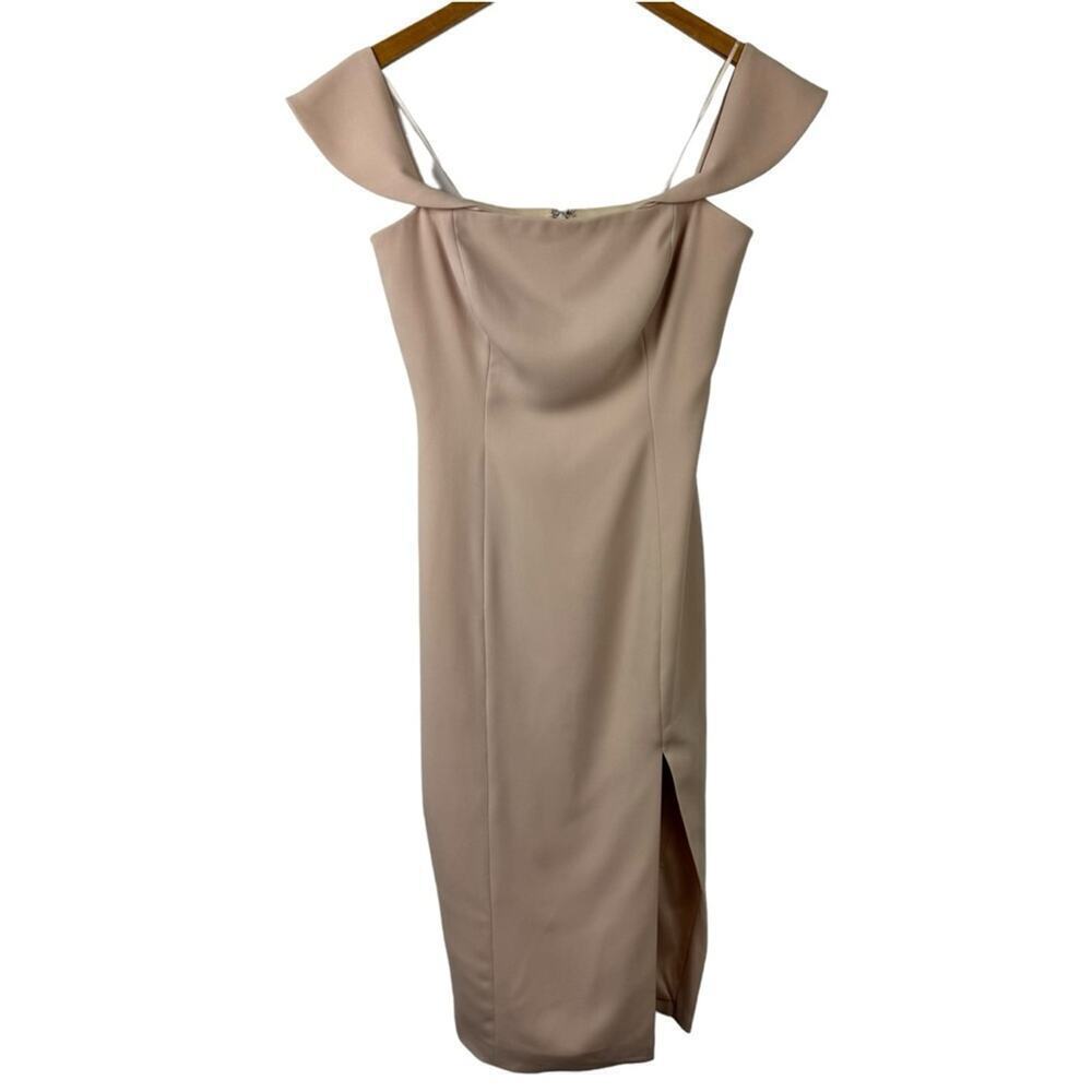 Jay Godfrey Downie Gown Midi Dress Nude Pink Off Shoulder Stretch Size 2 - Picture 2 of 16